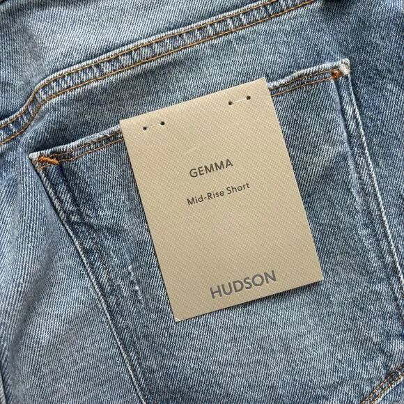 Hudson Gemma Jean Short Womens 30 Cut Off Mid Rise Cotton Stretch Blue Denim NWT - Picture 6 of 7